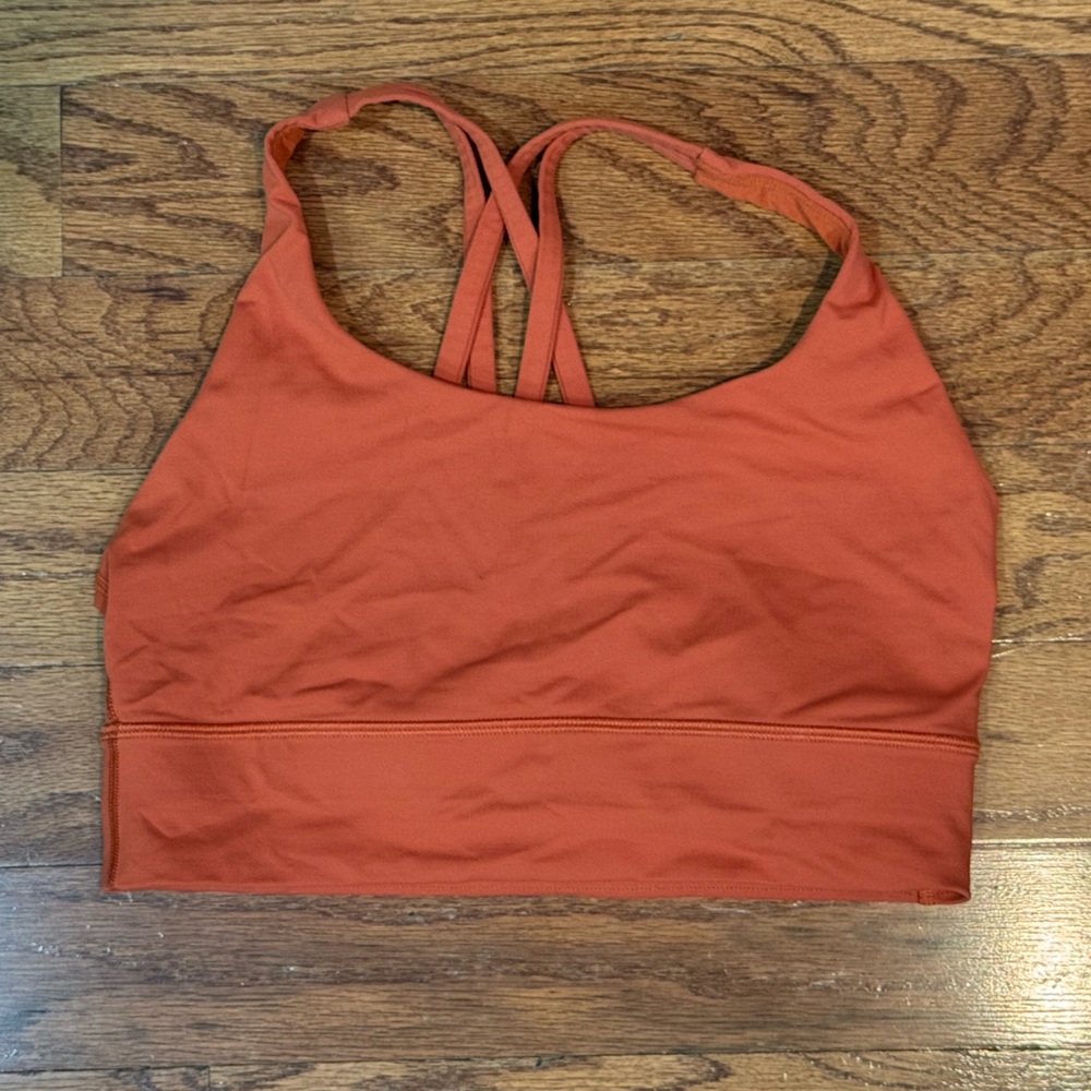EUC Lululemon Energy Longline Bra Medium Support Canyon Orange sz 8